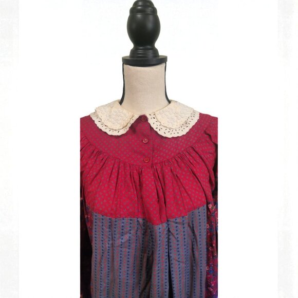 Vintage René Derhy Paris Dress – Size S – Made in India – Boho Prairie Style - Picture 3 of 9